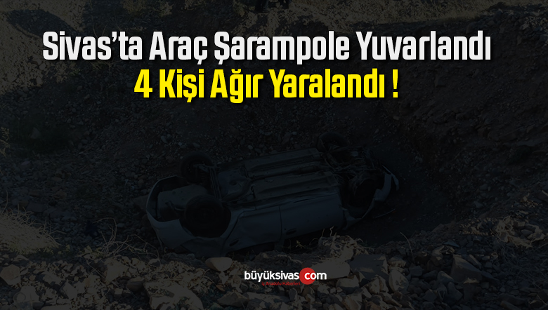 Şarampole uçan otomobildeki 4 kişi ağır yaralandı
