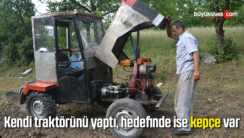 Kendi traktörünü yaptı, hedefinde ise kepçe var