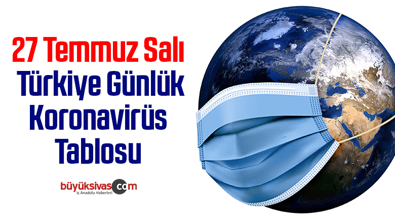 27 Temmuz Salı Türkiye Günlük Koronavirüs Tablosu