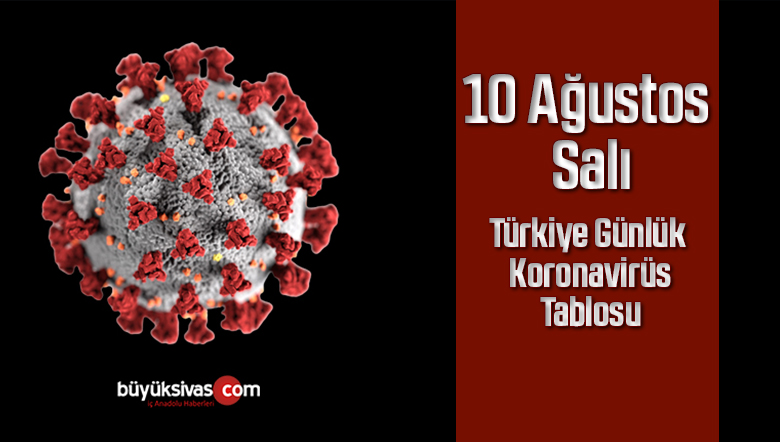 10 Ağustos Salı Türkiye Günlük Koronavirüs Tablosu