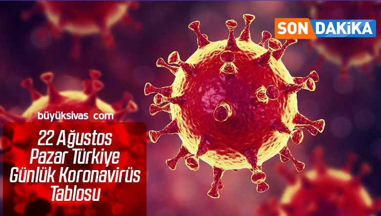 22 Ağustos Pazar Türkiye Günlük Koronavirüs Tablosu