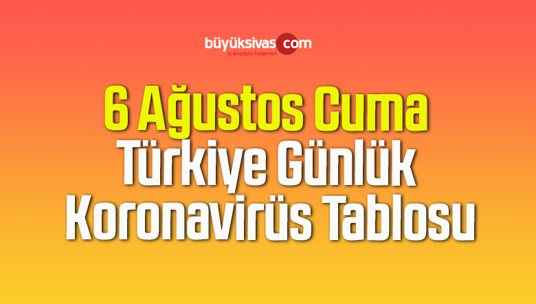 6 Ağustos Cuma Türkiye Günlük Koronavirüs Tablosu