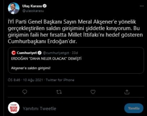 Ulaş Karasu’dan Meral Akşener’e Destek