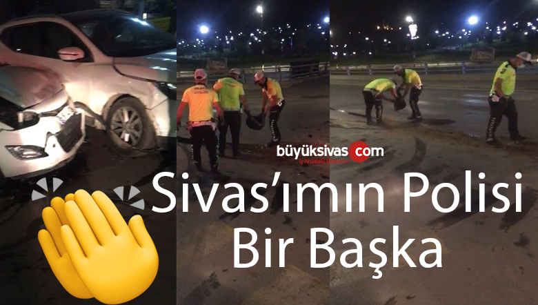 Polislerimiz araçlardan dökülen yakıt üzerine elleri ile toprak taşıdı