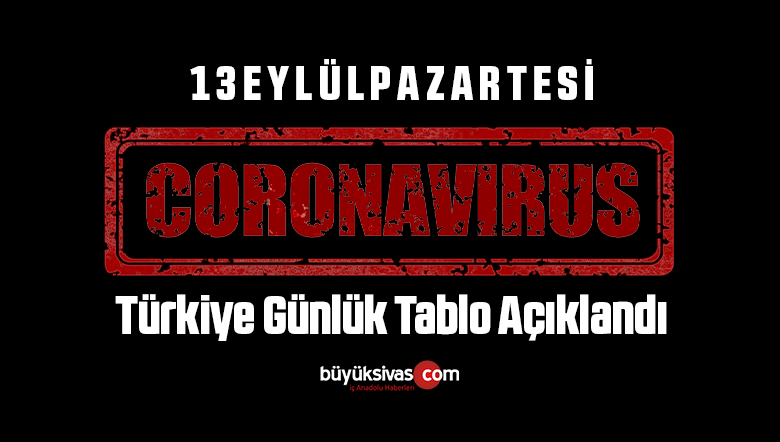 13 Eylül Pazartesi Türkiye Günlük Koronavirüs Tablosu