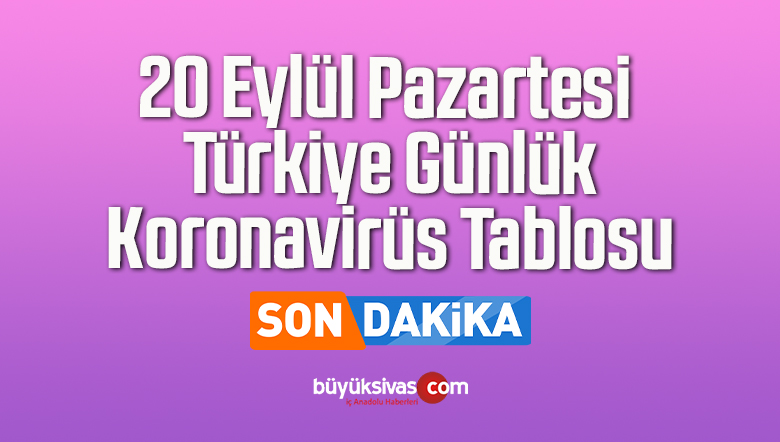 20 Eylül Pazartesi Türkiye Günlük Koronavirüs Tablosu