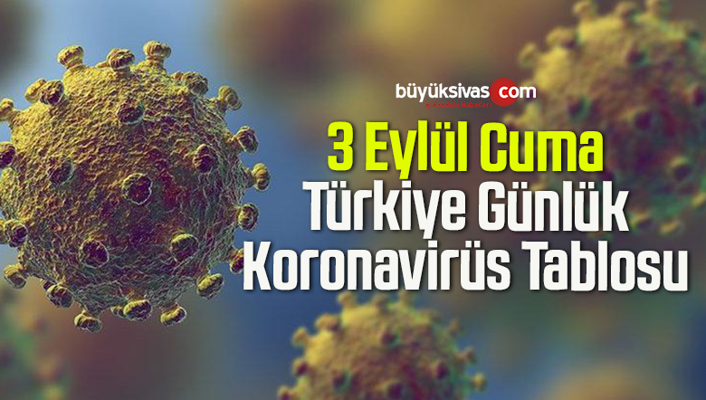 3 Eylül Cuma Türkiye Günlük Koronavirüs Tablosu