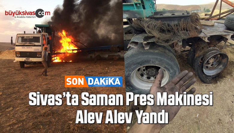 Saman pres makinesi alev alev yandı