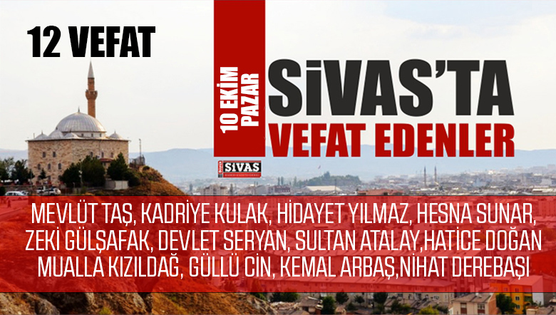 Sivas Aramızdan Ayrılanlar – Sivas’ta Ölenler – 10 Ekim 2021