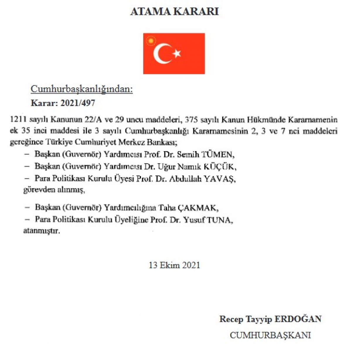 Merkez Bankası’nda 2 başkan yardımcısı görevden alındı