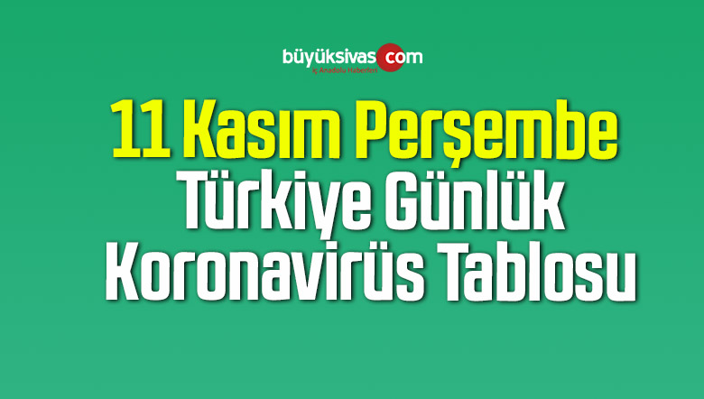 11 Kasım Perşembe Türkiye Günlük Koronavirüs Tablosu