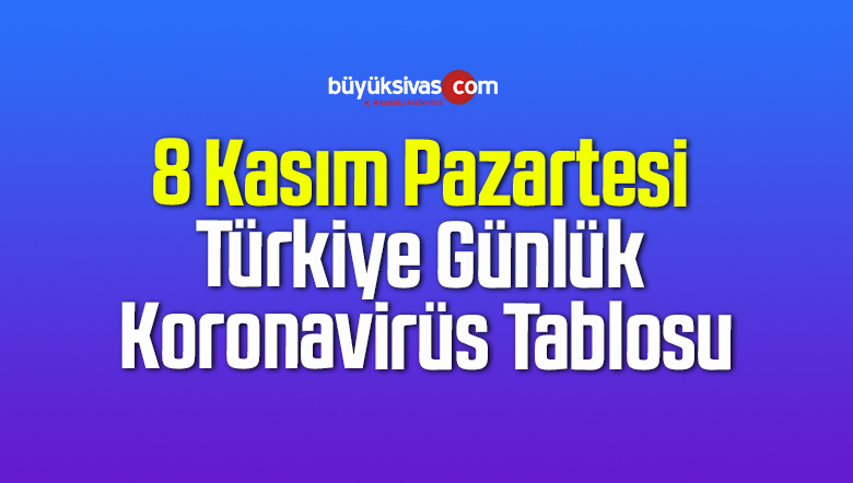 8 Kasım Pazartesi Türkiye Günlük Koronavirüs Tablosu