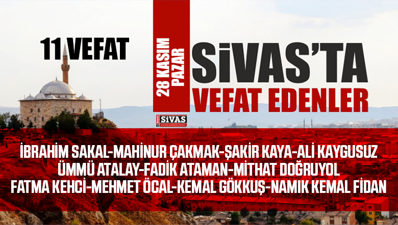 Sivas Aramızdan Ayrılanlar – Sivas’ta Ölenler – 28 Kasım 2021