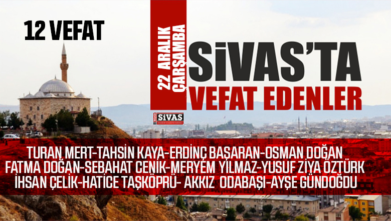 Sivas Aramızdan Ayrılanlar – Sivas’ta Ölenler – 22 Aralık 2021