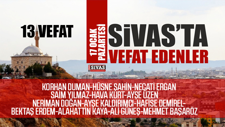Sivas Aramızdan Ayrılanlar – Sivas’ta Ölenler -17 Ocak 2022