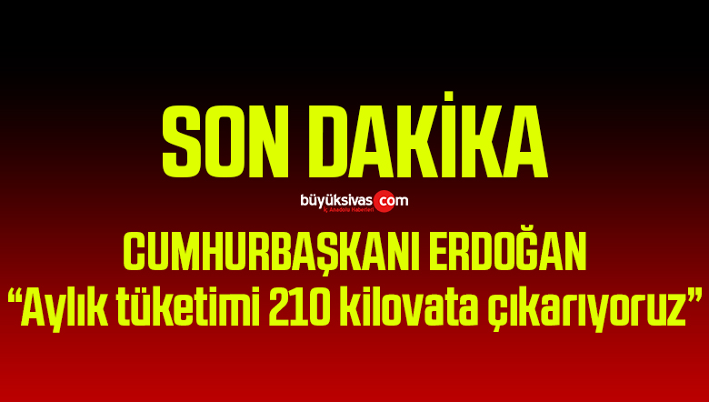 Cumhurbaşkanı Erdoğan “Aylık tüketimi 150 kilovattan 210 kilovata çıkarıyoruz.”