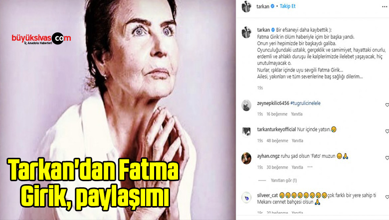 Tarkan’dan Fatma Girik, paylaşımı