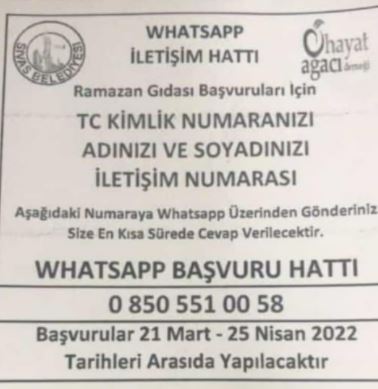 Sivas Belediyesi Ramazan Gıdası WhatsApp Hattı