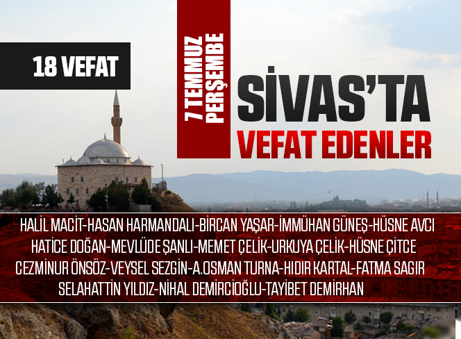 Sivas Aramızdan Ayrılanlar – Sivas’ta Ölenler -7 Temmuz 2022
