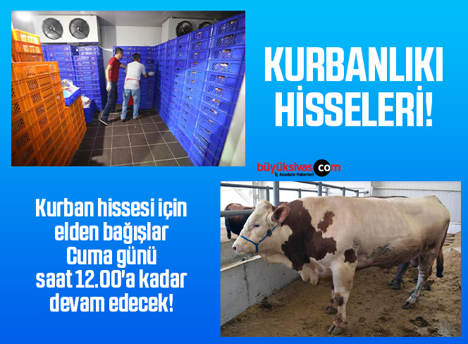 Kurban hissesi için elden bağışlar Cuma günü saat 12.00’a kadar devam edecek!