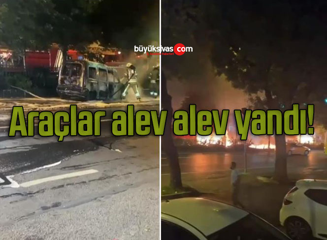 Araçlar alev alev yandı