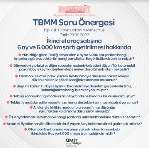 İYİ Parti’den Mehmet Muş’a İkinci El Araç Sorusu!