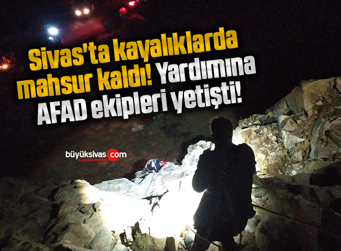 Sivas’ta kayalıklarda mahsur kaldı! Yardımına AFAD ekipleri yetişti!