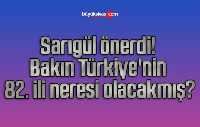 Sarıgül önerdi! Bakın Türkiye’nin 82. ili neresi olacakmış?