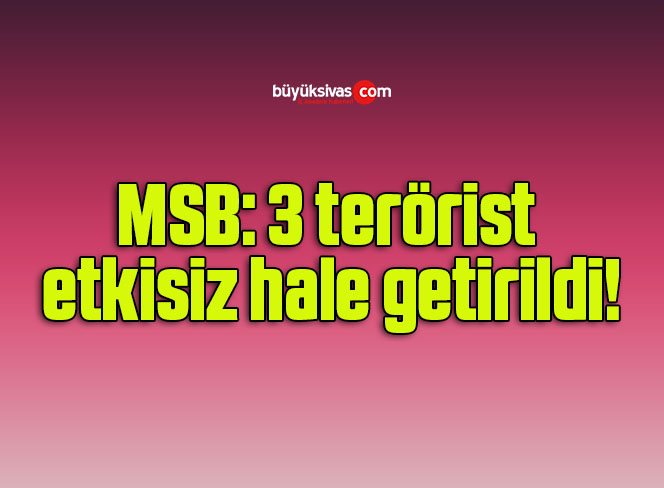 MSB: 3 terörist etkisiz hale getirildi!