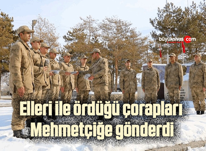 Elleri ile ördüğü çorapları Mehmetçiğe gönderdi