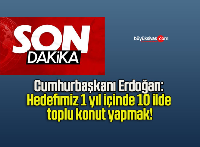 Cumhurbaşkanı Erdoğan: Hedefimiz 1 yıl içinde 10 ilde toplu konut yapmak!