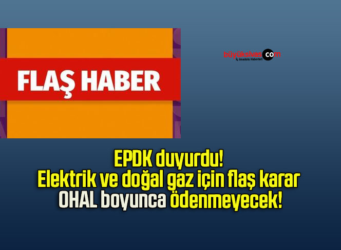 EPDK duyurdu! Elektrik ve doğal gaz için flaş karar OHAL boyunca ödenmeyecek!