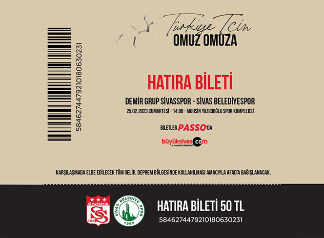 Sivasspor – Sivas Belediyespor maçının hatıra biletleri satışa çıktı