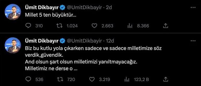 İyi Partili Ümit Dikbayır önce yazdı sonra sildi!