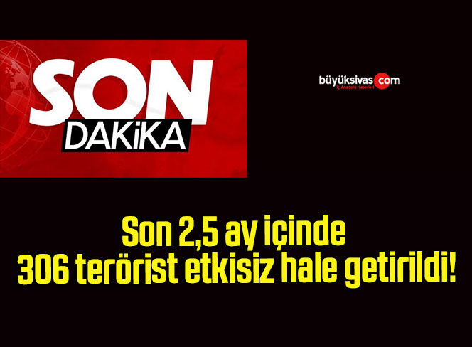 Son 2,5 ay içinde 306 terörist etkisiz hale getirildi!