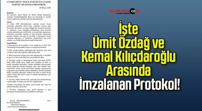 İşte Ümit Özdağ ve Kemal Kılıçdaroğlu Arasında İmzalanan Protokol!