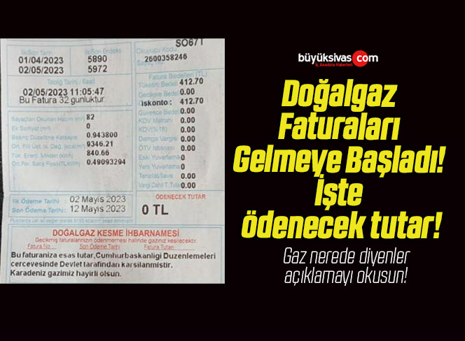 Doğalgaz Faturaları Gelmeye Başladı! İşte ödenecek tutar!