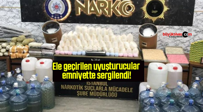 Ele geçirilen uyuşturucular emniyette sergilendi!