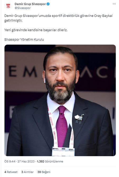 Son Dakika! Sivasspor’un Sportif Direktörü Belli Oldu!