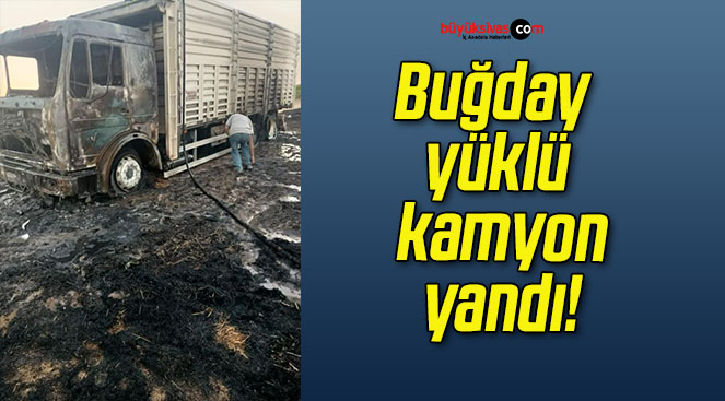 Buğday yüklü kamyon yandı!
