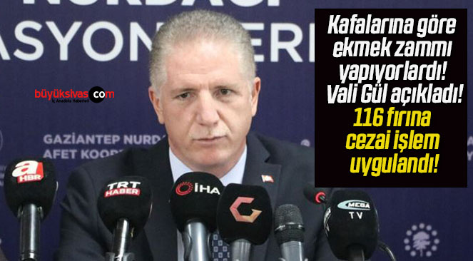 Kafalarına göre ekmek zammı yapıyorlardı! Vali Gül açıkladı!116 fırına cezai işlem uygulandı!