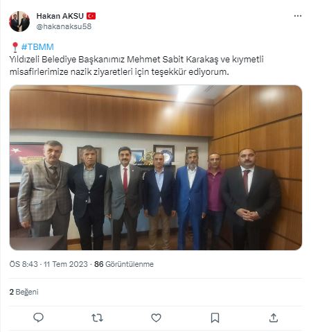Yıldızeli Belediye Başkanı Sabit Karakaş Hakan Aksu’yu Ziyaret Etti!