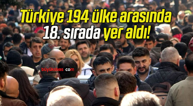 Türkiye 194 ülke arasında 18. sırada yer aldı!