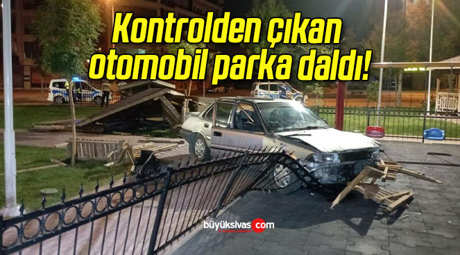 Kontrolden çıkan otomobil parka daldı!