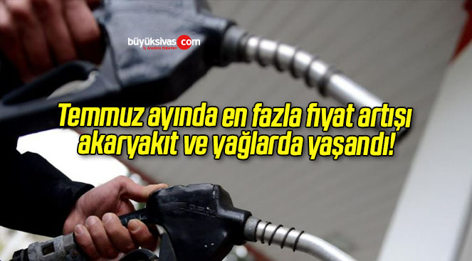 Temmuz ayında en fazla fiyat artışı akaryakıt ve yağlarda yaşandı!