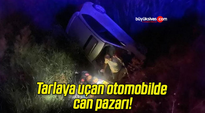 Tarlaya uçan otomobilde can pazarı!