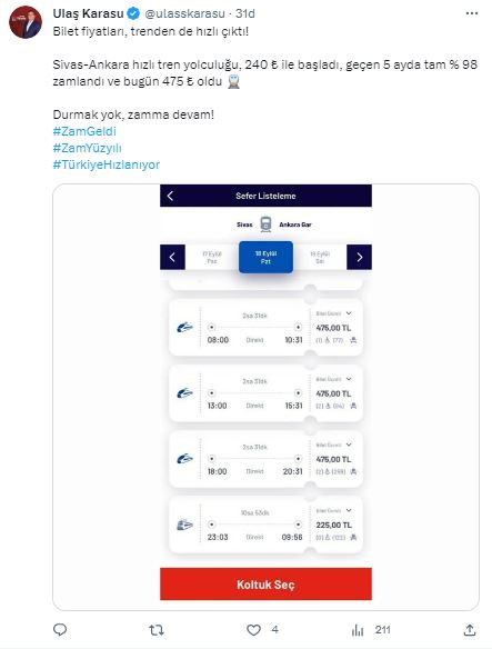 Ulaş Karasu’dan Bilet Fiyatlarına Tepki!