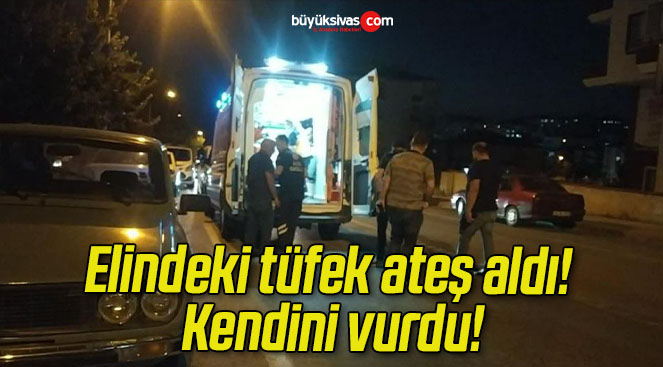 Elindeki tüfek ateş aldı! Kendini vurdu!