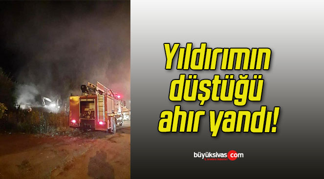 Yıldırımın düştüğü ahır yandı!