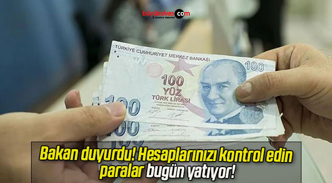 Bakan duyurdu! Hesaplarınızı kontrol edin paralar bugün yatıyor!
